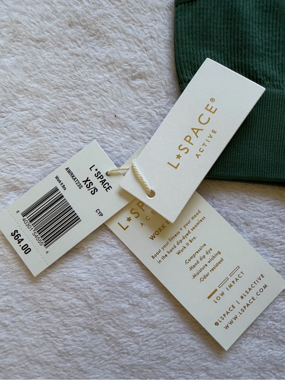 NWT L*Space Work It Seamless Sports Bra & Leggings, Cypress Green, Women's XS/S - Picture 8 of 16